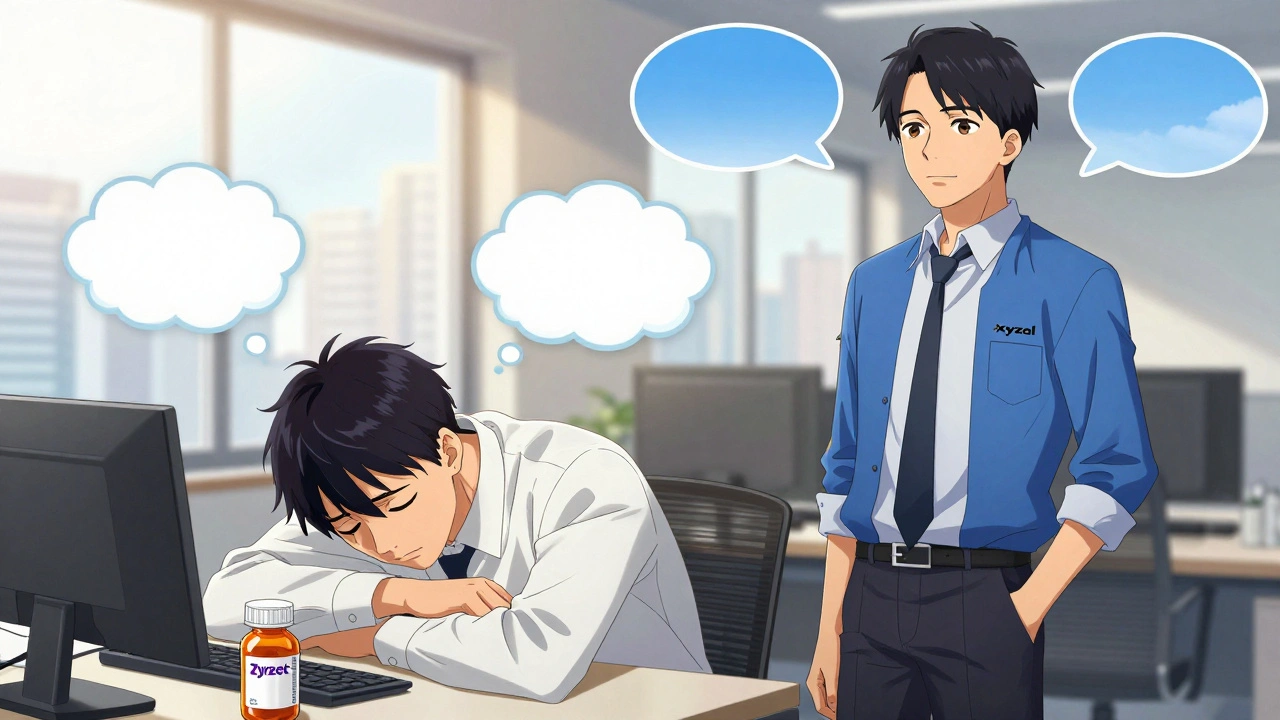 A tired person next to a refreshed version, with drowsy clouds versus clear skies in thought bubbles.